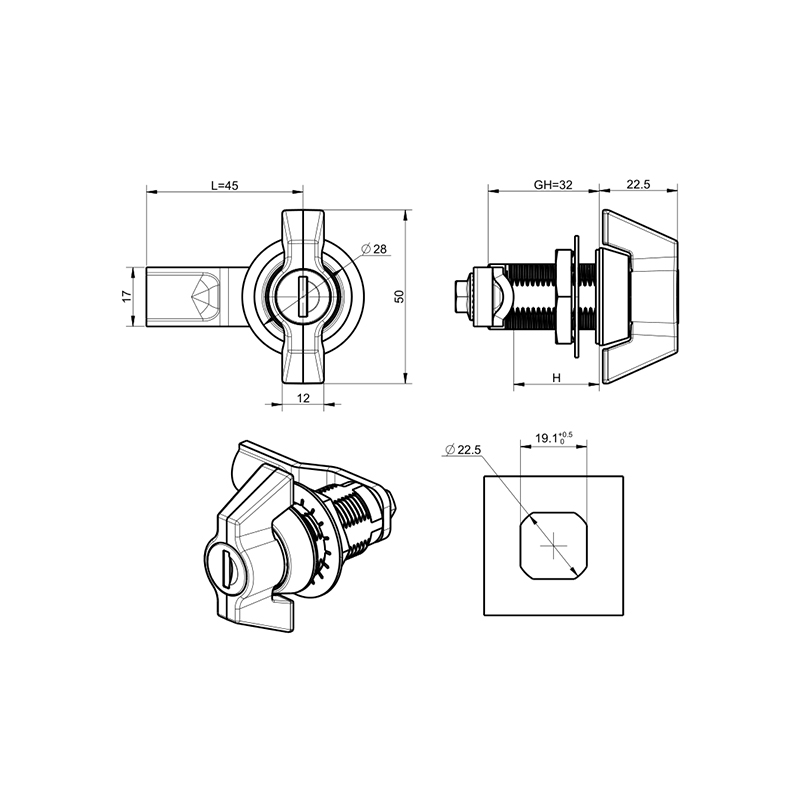 MS309-8-2 Zinklegering compressiegrendelsloten met haak MS309-8-2 Zinklegering compressiegrendelsloten met haak