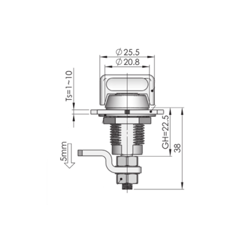 MS816-3S-2 vierkante 6 * 6 mm slotcilinder compressiegrendelsloten MS816-3S-2 vierkante 6 * 6 mm slotcilinder compressiegrendelsloten