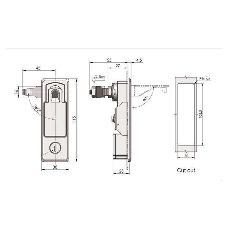 MS727 213g compressiekastsloten met handvat, verstelbaar MS727 213g compressiekastsloten met handvat, verstelbaar
