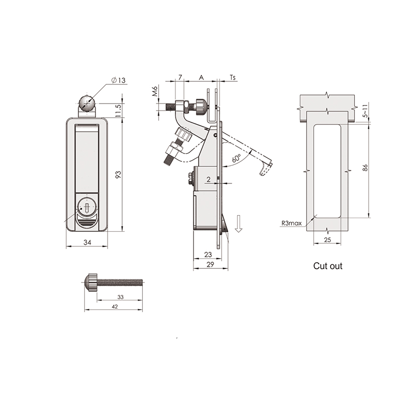 MS719 275g zwart licht spray basis compressiegrendelsloten met slotkern MS719 275g zwart licht spray basis compressiegrendelsloten met slotkern
