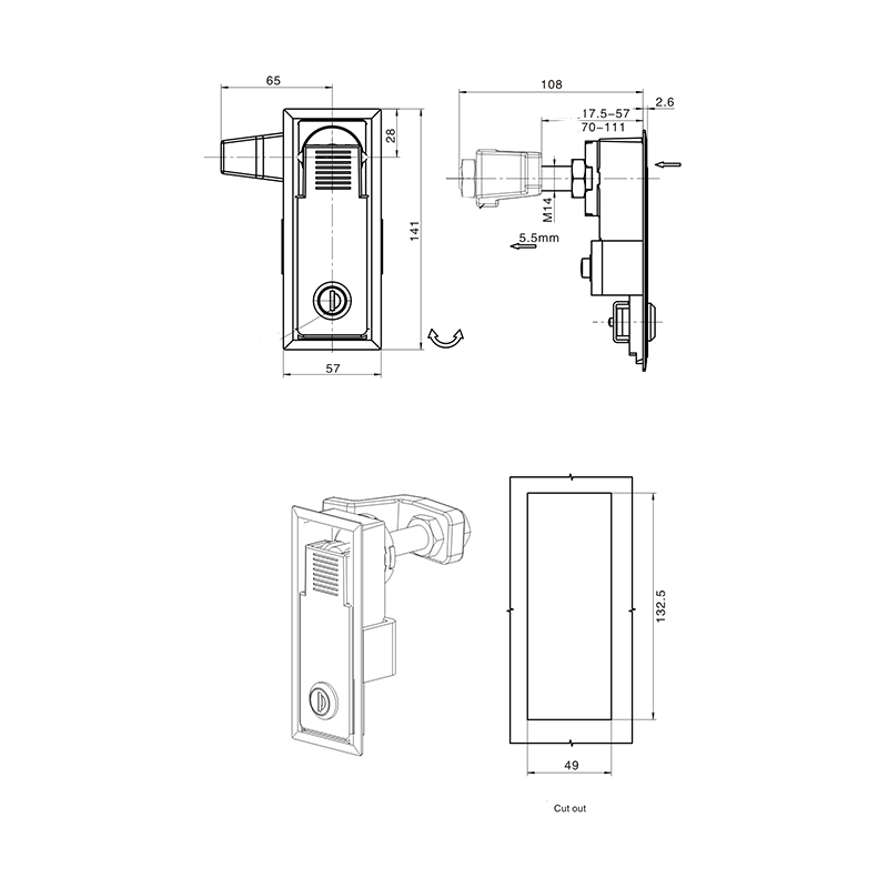 MS726-5A 817g compressiegrendelsloten zonder slotkern MS726-5A 817g compressiegrendelsloten zonder slotkern