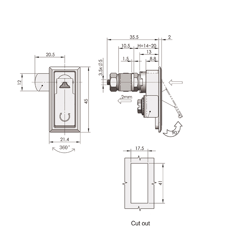 MS726-4 45g driewaardige zinkplaat compressiekastsloten MS726-4 45g driewaardige zinkplaat compressiekastsloten