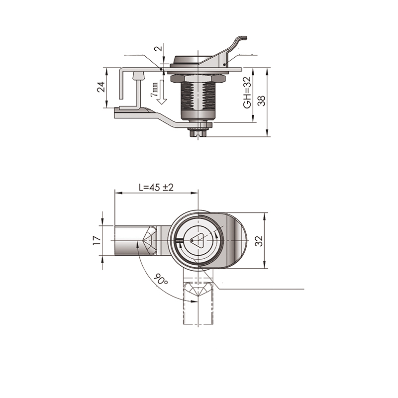 MS816-1F-1 Driehoekige 8 mm slotcilinder Anti-diefstal compressiegrendelsloten MS816-1F-1 Driehoekige 8 mm slotcilinder Anti-diefstal compressiegrendelsloten