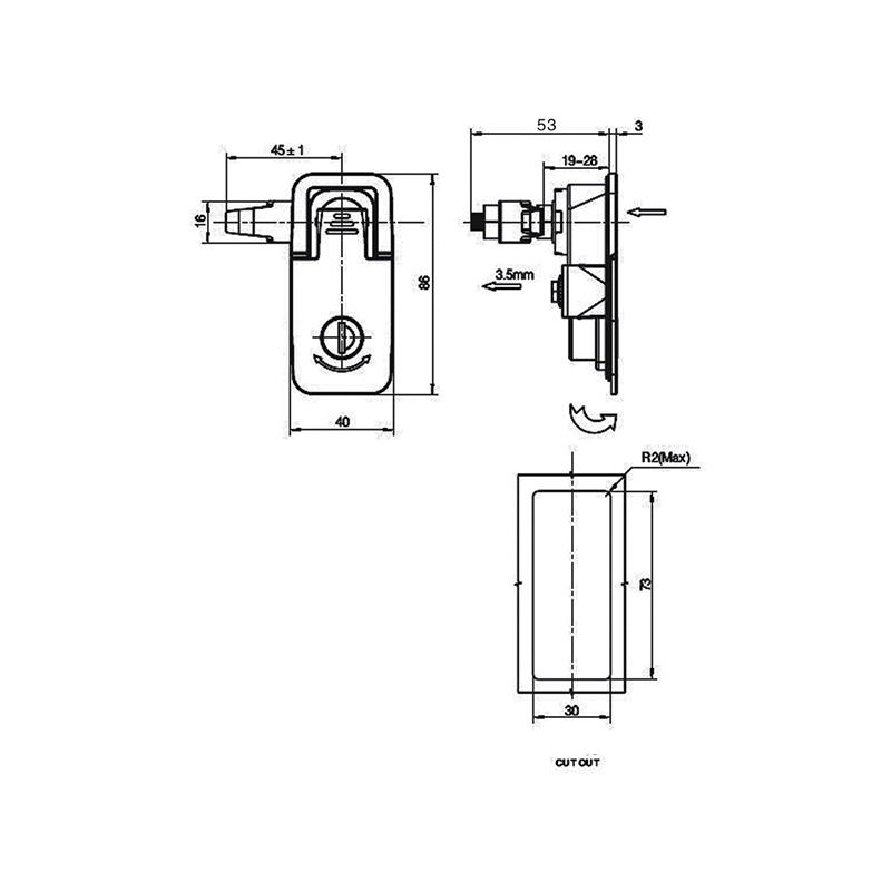 MS726-1B Met compressiekastsloten met slotcilinder MS726-1B Met compressiekastsloten met slotcilinder