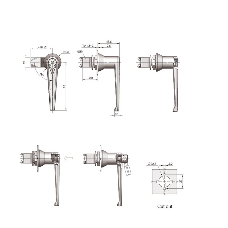 MS302-1 224g industriële handgreepsloten met knop MS302-1 224g industriële handgreepsloten met knop